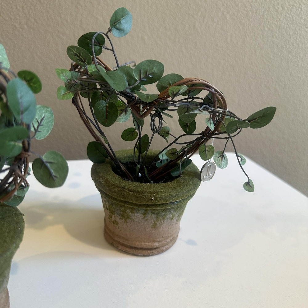 LL Collection Heart Topiary Set Of 3 In Pots 7 Inch Green Leaf Table Decor - Picture 4 of 9